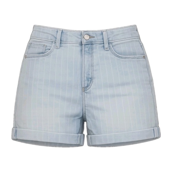 Old Navy Pants - Old Navy Denim Jean Shorts Blue Stripe Light Wash Cuffed Stretch Women's Size 14